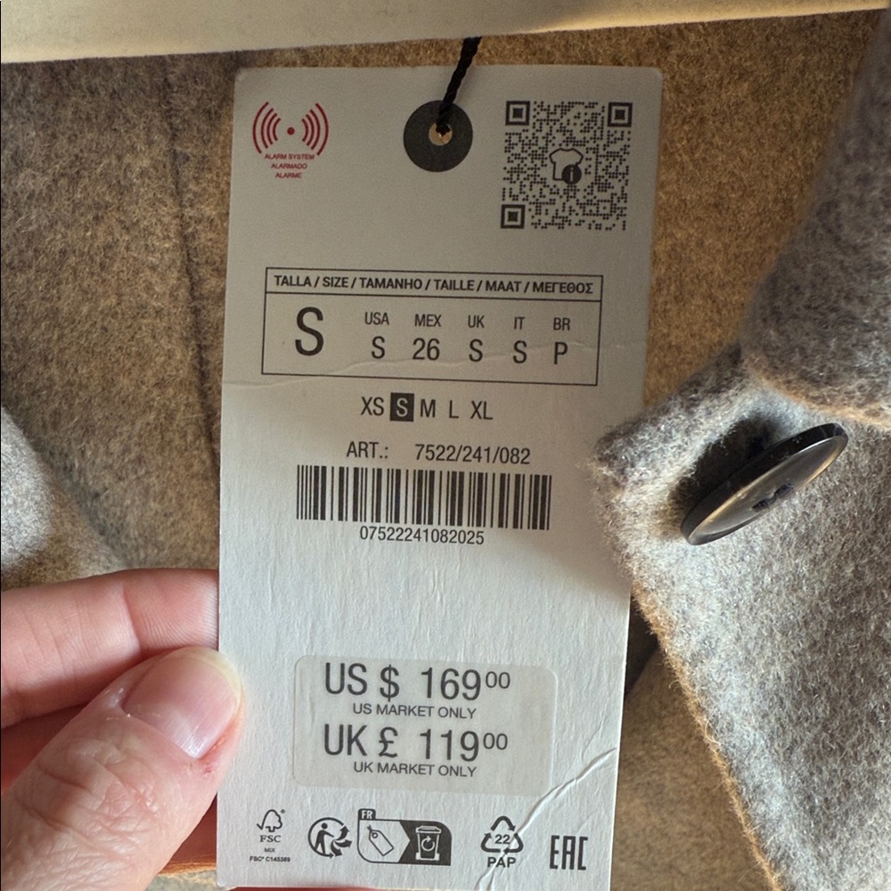 Zara Taupe Wool Blend Jacket - Picture 2 of 8